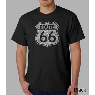 Los Angeles Pop Art Men's Route 66 Cotton T Shirt Los Angeles Pop Art Casual Shirts