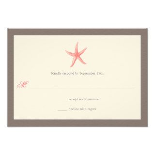 Starfish Wedding Invitation   CORAL