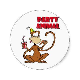 Pizza Monkey Party Animal Round Sticker
