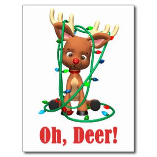 Rudolph the Red Nosed Reindeer Gets Tangled Up Postcards
