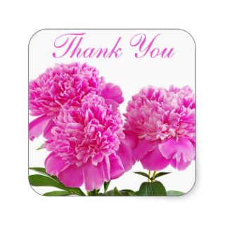 Thank You Pink Peony Flowers Bouquet Stickers