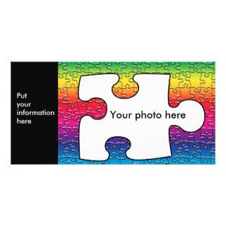 autism puzzle piece photo card, template