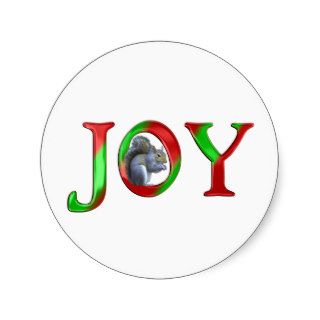 Christmas Joy Squirrel Round Sticker