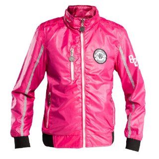 Horze Carli Kinder Jacke pink Gr. 134   140 glänzendes Material wasserdicht reflektierende Streifen Sport & Freizeit
