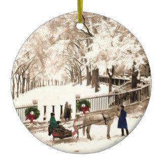 Christmas & Snow on Boston Commons in the 1870s Ornament