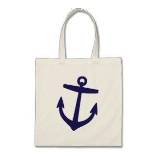 Navy Blue Cute Preppy Nautical Anchor Canvas Bag