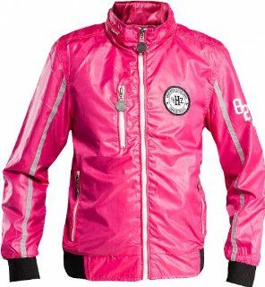 Horze Carli Kinder Jacke pink Gr. 134   140 glänzendes Material wasserdicht reflektierende Streifen Sport & Freizeit