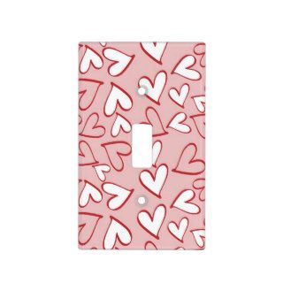 Drawn Love Romance Hearts Red Pink White Switch Plate Cover