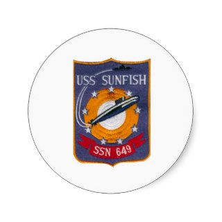 USS SUNFISH (SSN 649) ROUND STICKERS