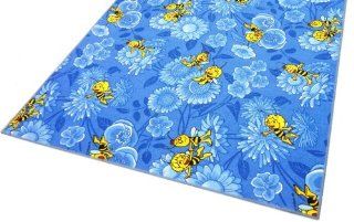 Kinderteppich Biene Maja mit Blumen Teppich blau, 145x200 cm Küche & Haushalt