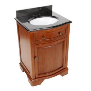Pegasus Manchester 24 in. Vanity in Mahogany with Granite Vanity Top in Black with White Basin DISCONTINUED PEG MANV 2421BN