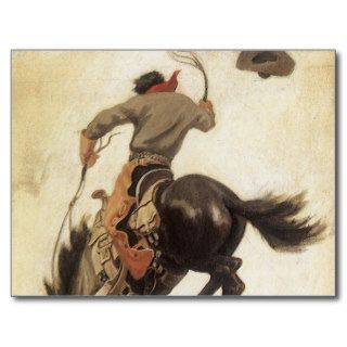 Vintage Cowboy on a Bucking Bronco Horse, Western Post Card