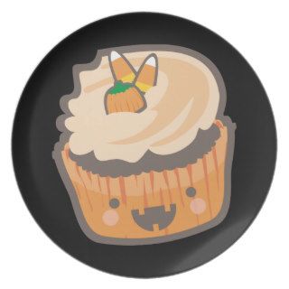 Kawaii Halloween girl pumpkin cupcake candy corn Party Plates