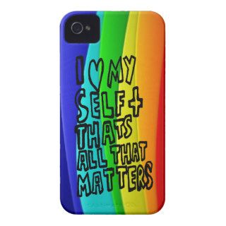 I Love Myself Rainbow Curved Stripes Pattern iPhone 4 Case Mate Cases