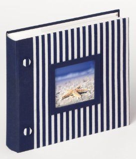 Walther ME 154 L Einsteck Album Stripe, Leineneinband mit Ausstanzung für persönlichen Namen, mit Beschriftungsfeldern für 200 Fotos 10 x 15 cm blau Küche & Haushalt