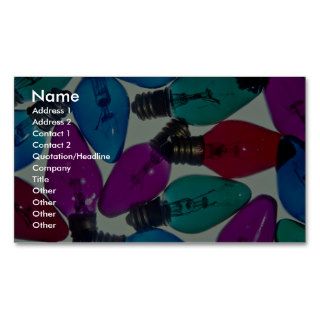 Christmas light bulbs in different colors business card template