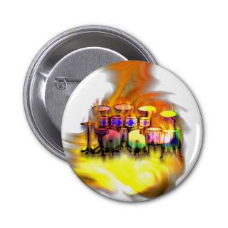 Drum Flames Pinback Buttons