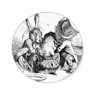 Mad Hatters Tea Party Dormouse Round Stickers