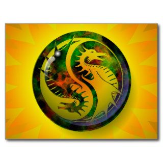 Dragon Yin Yang Post Cards
