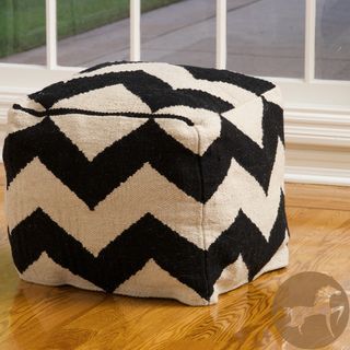 Christopher Knight Home Chevron Black and White Wool Pouf Ottoman Christopher Knight Home Ottomans