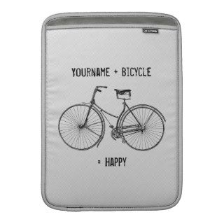 You Plus Bicycle Equals Happy Pinstripe White Gray MacBook Sleeves