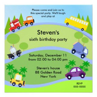 Kids birthday invitation 046 Cars