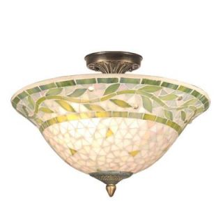 Dale Tiffany Mosaic 3 Light Antique Brass Semi Flush Mount STH11083