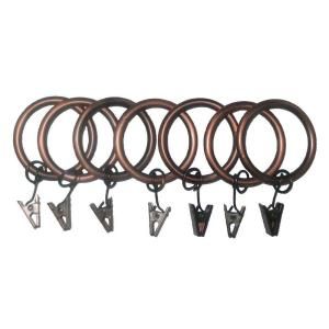 Classic Home 7 Pack 1 1/4 in. Cabernet Drapery Rings with Clips and Jump Rings 8772 74