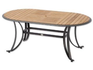 Aluminium Tisch mit Holz Lamellen Roma, Farbe anthrazit / Teak, Maße ca. B 180 x H 72,5 x T 100 cm Küche & Haushalt