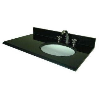 Pegasus 37 in. W Granite Vanity Top with Offset Right Bowl and 8 in. Faucet Spread in Black 38684