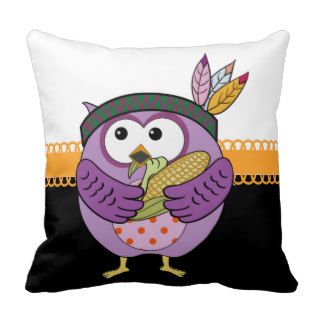 Thanksgiving Turkey Owl Throw Pillows