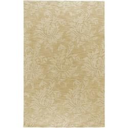 Hand crafted Solid Beige Damask Cibo Wool Rug (3'3 x 5'3) 3x5   4x6 Rugs