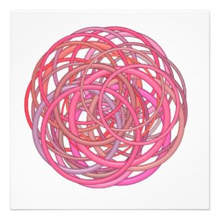abstract glossy torus shape in pink red on white personalized announcement