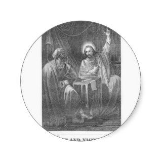 Jesus Christ and Nicodemus, 19th century print Sticker