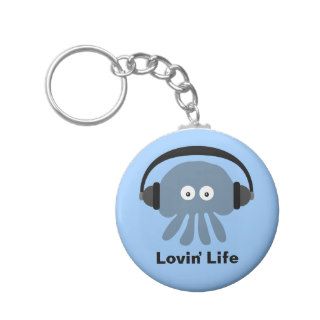 Blue jellyfish & headphones Lovin' Life keychain