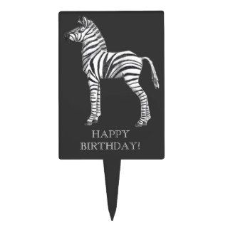 Happy Birthday Baby Zebra Drawing Cake Picks