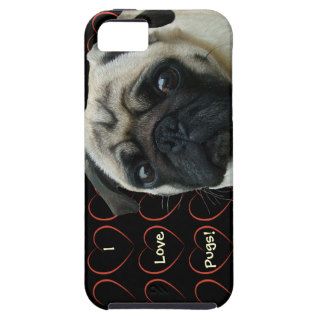 I Love Pugs with Hearts iPhone 5 Covers