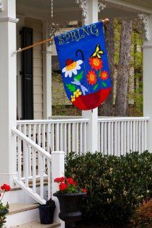 Spring Showers Applique House Flag   2 Sided  Outdoor Decorative Flags  Patio, Lawn & Garden