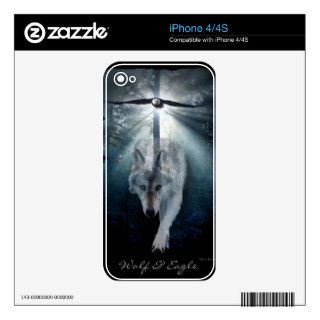 Grey Wolf & Bald Eagle Wildlife Art iPhone 4 Skin