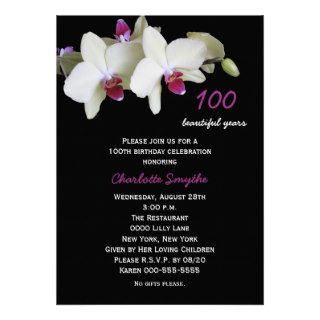 100th Birthday Party Invitation    Orchids