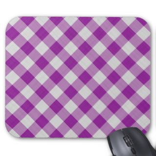 gingham checkered pattern purple and white mousepad