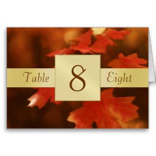 Autumn Fall Leave Table Number Folded Card