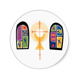 Stained Glass Windows with Chalice and Cross Sticker