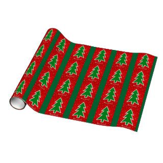 Merry Christmas Tree With Snowflake Background Gift Wrap Paper