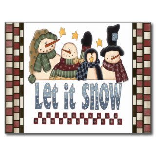 Let It Snow Snowmen Postcard