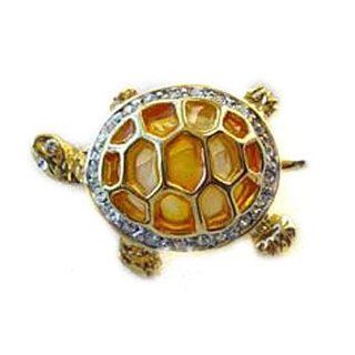 24k Gold Plated Swarovski Crystal Large Turtle Design Brooch/Pin Jewelry