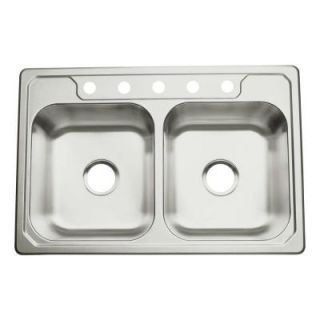 Middleton 33x22x8 5 Hole Double basin Kitchen Sink in Stainless Steel 14708 5 NA