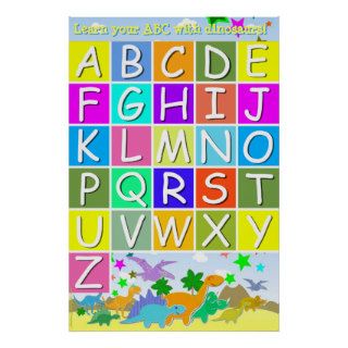 Learn your ABC With Dinosaurs Reading Letters Poster