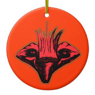 the Alien Red Green Outline Christmas Tree Ornaments