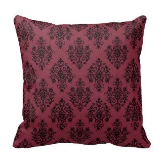 Red and Black Damask Pillow